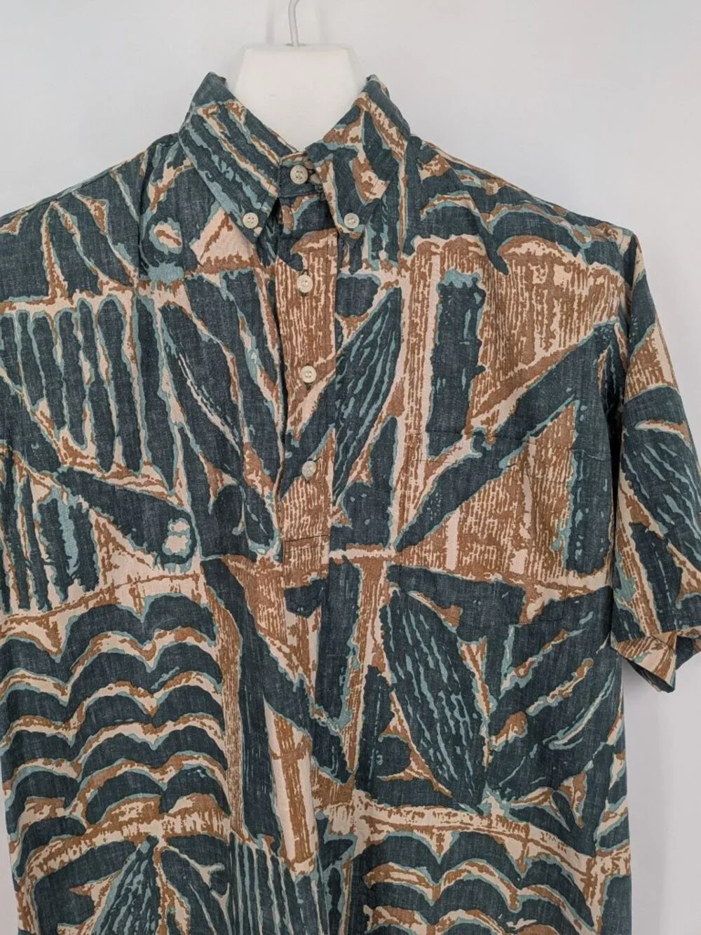 Vtg‎ Reyn Spooner Alfred Shaheen 1/4 Button Up Shirt Fineline Millworks Large